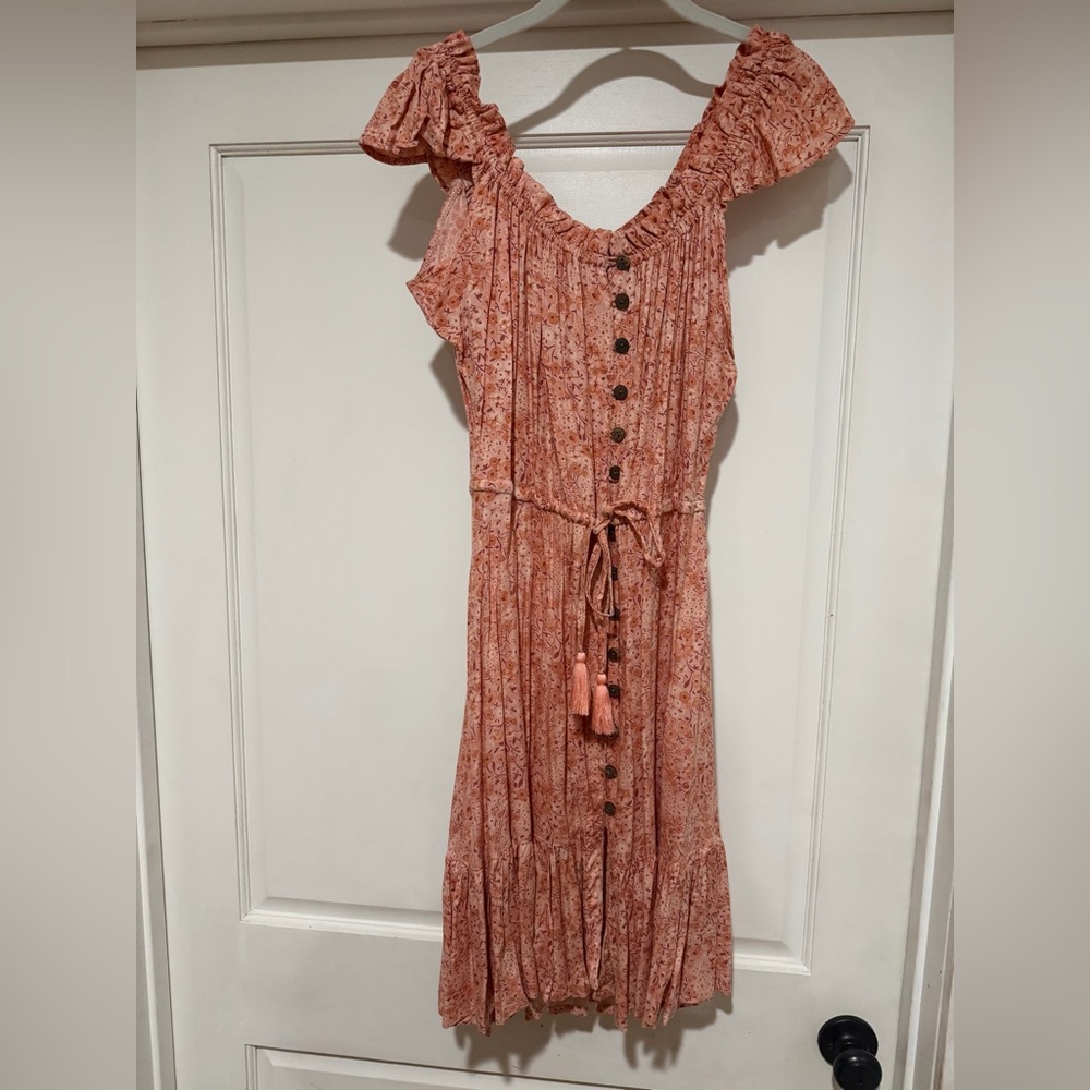 Tiare Hawaii Coral Floral Midi Dress